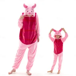 Kid's Adults' Cartoon Patchwork Group Costume Nightwear Onesie Pajamas Carnival Costume Piggy / Pig Animal Onesie Pajamas Kigurumi Pajamas Funny Costume For Men and Women Boys and Girls Carnival