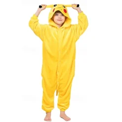 Kid's Adults' Kigurumi Pajamas Pika Pika Patchwork Onesie Pajamas Funny Costume Flannelette Flannel Toison Cosplay Costume Warm Cute Cozy Homewear For Halloween Carnival