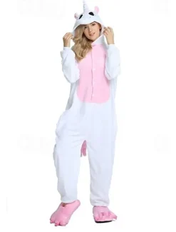 Kid's Adults' Kigurumi Pajamas Nightwear Camouflage Unicorn Flying Horse Pony Animal Onesie Pajamas Velvet Mink Cosplay For Boys Girls' Men and Women Christmas Animal Sleepwear Cartoon Festival