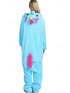 Kid's Adults' Kigurumi Pajamas Nightwear Camouflage Unicorn Flying Horse Pony Animal Onesie Pajamas Velvet Mink Cosplay For Boys Girls' Men and Women Christmas Animal Sleepwear Cartoon Festival