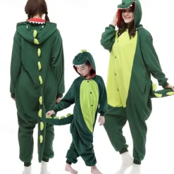 Kid's Adults' Patchwork Group Costume Onesie Costume Carnival Costume Dinosaur Onesie Pajamas Kigurumi Pajamas Funny Costume For Men and Women Boys and Girls Christmas Carnival New Year Cartoon