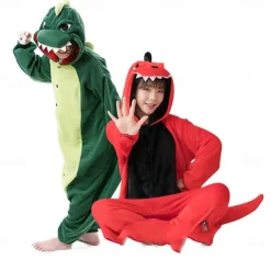 Kid's Adults' Patchwork Group Costume Onesie Costume Carnival Costume Dinosaur Onesie Pajamas Kigurumi Pajamas Funny Costume For Men and Women Boys and Girls Christmas Carnival New Year Cartoon