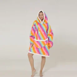 Kid's Adults' Unicorn Oversized Hoodie Blanket Wearable Blanket With Pocket Unicorn Onesie Pajamas Kigurumi Pajamas One Piece For Men and Women Boys and Girls Carnival Masquerade Cartoon