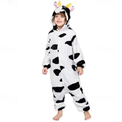 Kid's Animal Nightwear Camouflage Onesie Costume Carnival Costume Milk Cow Onesie Pajamas Kigurumi Pajamas Pajamas Funny Costume For Boys and Girls Carnival Cartoon
