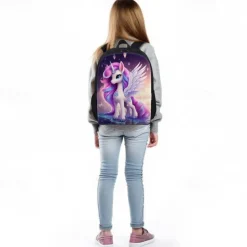 Kid's Boys' Backpack School Bag Bookbag School Outdoor Daily Polyester Large Capacity Lightweight Durable Zipper Print Pink Purple