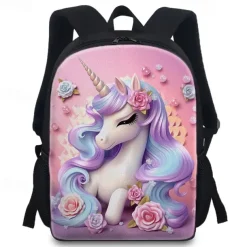 Kid's Boys' Backpack School Bag Bookbag School Outdoor Daily Polyester Large Capacity Lightweight Durable Zipper Print Pink Purple