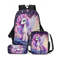 Kid's Boys' Backpack School Bag Bookbag School Outdoor Daily Polyester Large Capacity Lightweight Durable Zipper Print Pink Purple