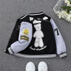 Kids Boys Baseball Jackets Outerwear Graphic Letter Long Sleeve Coat School Cool Daily Black Green Spring Fall 7-13 Years