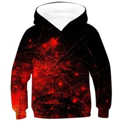 Kids Boys 3D Vertigo Hoodie Long Sleeve Optical Illusion Print Pocket Green Red Yellow Children Tops Fashion Hoodie