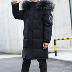 Kids Boys Down Coat Hoodie Jacket Outerwear Letter Long Sleeve Pocket Coat Outdoor Daily Basic Black Red Blue Fall Winter 4 years+