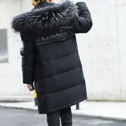 Kids Boys Down Coat Hoodie Jacket Outerwear Letter Long Sleeve Pocket Coat Outdoor Daily Basic Black Red Blue Fall Winter 4 years+