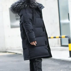 Kids Boys Down Coat Hoodie Jacket Outerwear Letter Long Sleeve Pocket Coat Outdoor Daily Basic Black Red Blue Fall Winter 4 years+