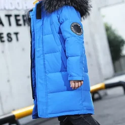 Kids Boys Down Coat Hoodie Jacket Outerwear Letter Long Sleeve Pocket Coat Outdoor Daily Basic Black Red Blue Fall Winter 4 years+