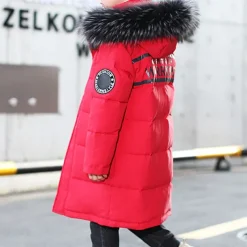 Kids Boys Down Coat Hoodie Jacket Outerwear Letter Long Sleeve Pocket Coat Outdoor Daily Basic Black Red Blue Fall Winter 4 years+