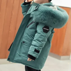 Kids Boys Down Coat Hoodie Jacket Outerwear Solid Color Long Sleeve Pocket Coat Outdoor Daily Basic Black Red Green Fall Winter 4 years+