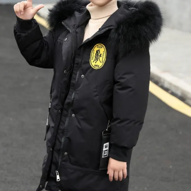 Kids Boys Down Coat Outerwear Graphic Long Sleeve Zipper Coat Outdoor Cotton Cool Daily Green Black Winter Fall 7-13 Years