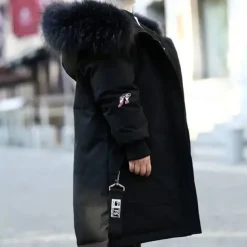 Kids Boys Down Coat Outerwear Graphic Long Sleeve Zipper Coat Outdoor Cotton Cool Daily Green Black Winter Fall 7-13 Years