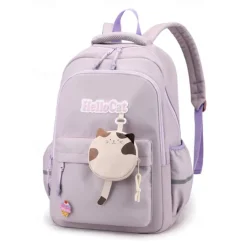 Kid's Boys' Girls' Backpack School Bag Bookbag School Backpack Bookbag School Daily Solid Color Polyester Oxford Cloth Large Capacity Waterproof Pendant Zipper Black Pink Purple