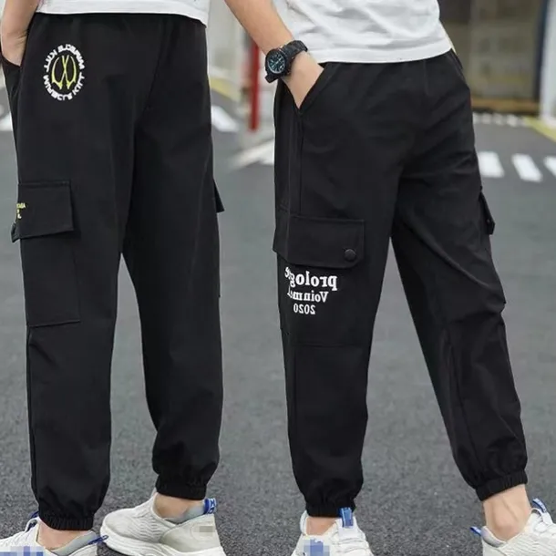 Kids Boys Pants Cargo Pants Trousers Patchwork Pocket Solid Color Quick Dry Breathable Comfort Pants Outdoor Daily Basic Black Army Green Khaki Mid Waist