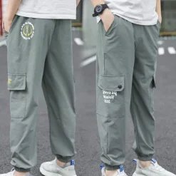 Kids Boys Pants Cargo Pants Trousers Patchwork Pocket Solid Color Quick Dry Breathable Comfort Pants Outdoor Daily Basic Black Army Green Khaki Mid Waist
