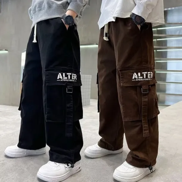 Kids Boys Pants Trousers Pocket Solid Color Keep Warm Comfort Pants School Sports Daily Black Coffee