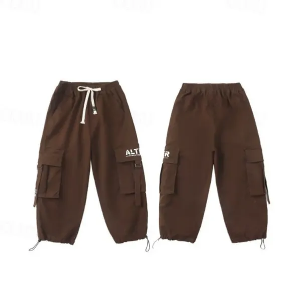 Kids Boys Pants Trousers Pocket Solid Color Keep Warm Comfort Pants School Sports Daily Black Coffee