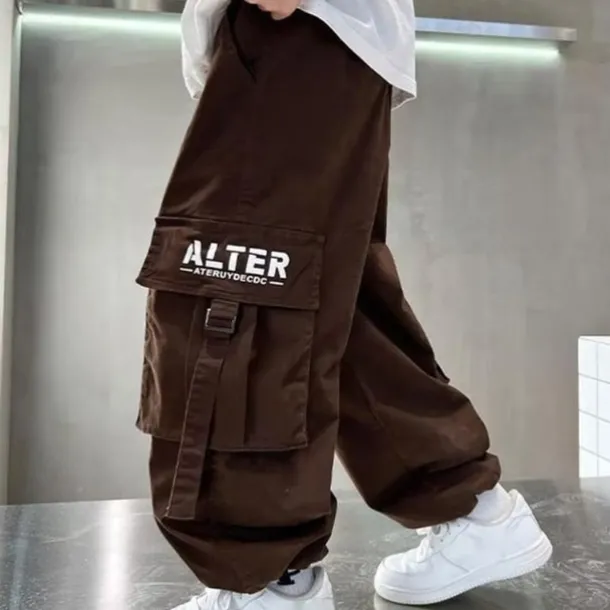 Kids Boys Pants Trousers Pocket Solid Color Keep Warm Comfort Pants School Sports Daily Black Coffee