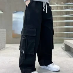 Kids Boys Pants Trousers Pocket Solid Color Keep Warm Comfort Pants School Sports Daily Black Coffee