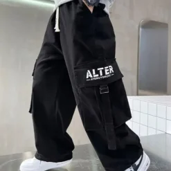 Kids Boys Pants Trousers Pocket Solid Color Keep Warm Comfort Pants School Sports Daily Black Coffee