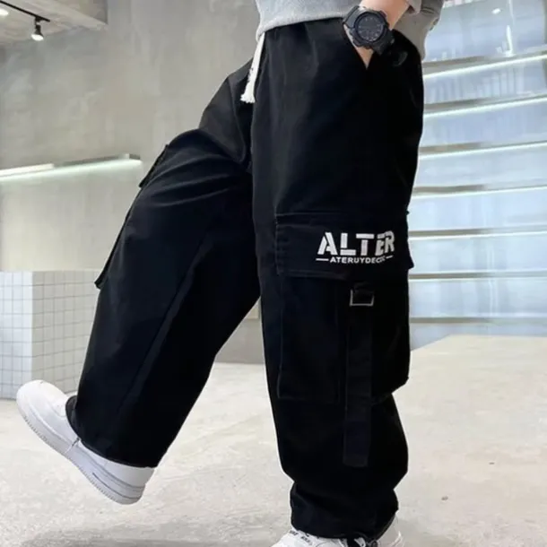 Kids Boys Pants Trousers Pocket Solid Color Keep Warm Comfort Pants School Sports Daily Black Coffee