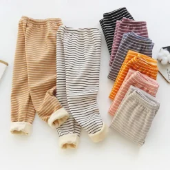 Kids Boys Pants Trousers Stripe Keep Warm Pants Casual Cotton Basic Blue Grey Black White Mid Waist
