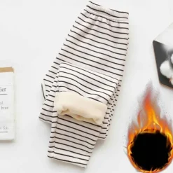 Kids Boys Pants Trousers Stripe Keep Warm Pants Casual Cotton Basic Blue Grey Black White Mid Waist