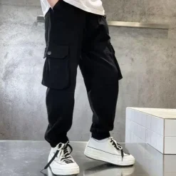 Kids Boys Pants Trousers Pocket Solid Color Letter Comfort Pants School Fashion Cool Black Khaki Mid Waist
