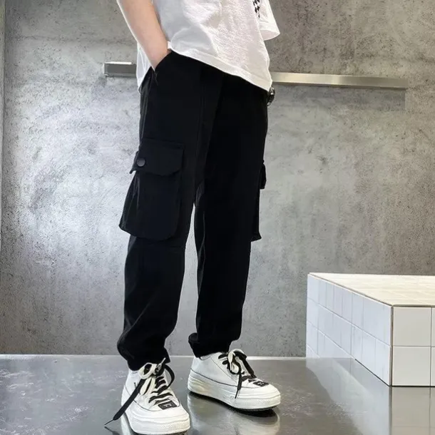 Kids Boys Pants Trousers Pocket Solid Color Letter Comfort Pants School Fashion Cool Black Khaki Mid Waist