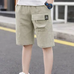 Kids Boys Shorts Pocket Solid Color Breathable Comfort Shorts Outdoor Cotton Cool Daily turmeric Black Sky Blue Mid Waist