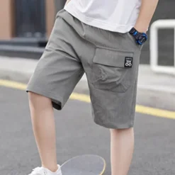 Kids Boys Shorts Pocket Solid Color Breathable Comfort Shorts Outdoor Cotton Cool Daily turmeric Black Sky Blue Mid Waist