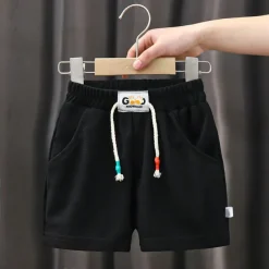 Kids Boys Shorts Solid Color Comfort Shorts Outdoor Cotton Adorable Daily Black Navy Blue Royal Blue Mid Waist