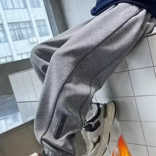 Kids Boys Sweatpants Trousers Pocket Solid Color Keep Warm Comfort Pants School Sports Black Gray