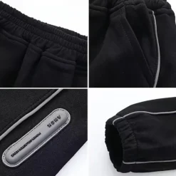 Kids Boys Sweatpants Trousers Pocket Solid Color Keep Warm Comfort Pants School Sports Black Gray