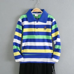 Kids Boys T shirt Tee Cartoon Stripe Long Sleeve Button Cotton Children Top School Adorable Daily Spring Fall GUCI long sleeve thick stripes 7-13 Years
