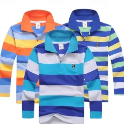 Kids Boys T shirt Tee Cartoon Stripe Long Sleeve Button Cotton Children Top School Adorable Daily Spring Fall GUCI long sleeve thick stripes 7-13 Years