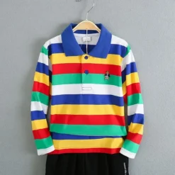 Kids Boys T shirt Tee Cartoon Stripe Long Sleeve Button Cotton Children Top School Adorable Daily Spring Fall GUCI long sleeve thick stripes 7-13 Years