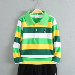 Kids Boys T shirt Tee Cartoon Stripe Long Sleeve Button Cotton Children Top School Adorable Daily Spring Fall GUCI long sleeve thick stripes 7-13 Years