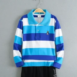 Kids Boys T shirt Tee Cartoon Stripe Long Sleeve Button Cotton Children Top School Adorable Daily Spring Fall GUCI long sleeve thick stripes 7-13 Years