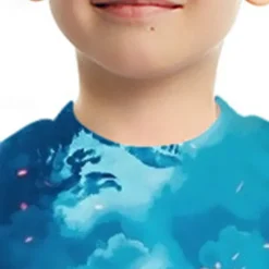 Kids Boys T shirt Tee Graphic Dinosaur Astronaut Short Sleeve Crewneck Children Top Outdoor 3D Print Sports Fashion Cool Summer Black 3-12 Years