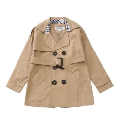 Kids Boys Trench Coat Outwear Long Sleeve Windproof Plain Winter Basic Daily Coat 4-13 Years Black Khaki Red