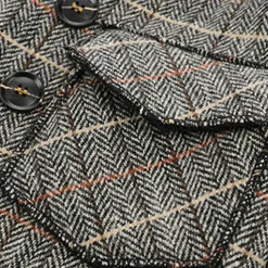 Kid's Boys Woolen Coat Outerwear Plaid Long Sleeve Patchwork Coat Party Fashion Daily Brown Gray Fall Winter 7-13 Years