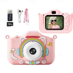 Kids Camera Digital Camera for Girls Age 3-8, 9600W Toddler Camera for Kids with 64GB SD Card, Toddler Girls Toys Age 6-8, Kids Christmas Birthday Gifts for Girls