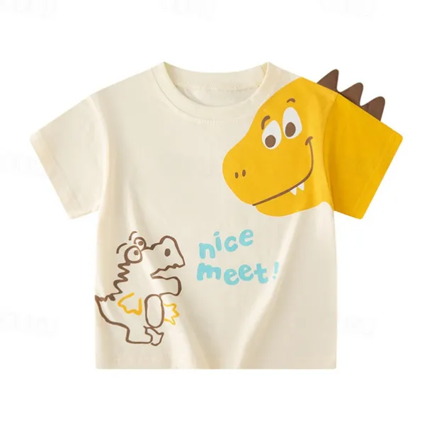 Kid's 3D Graphic Dinosaur Tee Short Sleeve Summer Fashion Basic Kids 4-8Years Crew Neck Outdoor Casual Daily Regular Fit