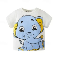 Kid's 3D Graphic Elephant Tee Short Sleeve Summer Fashion Basic Kids 4-8Years Crew Neck Outdoor Casual Daily Regular Fit